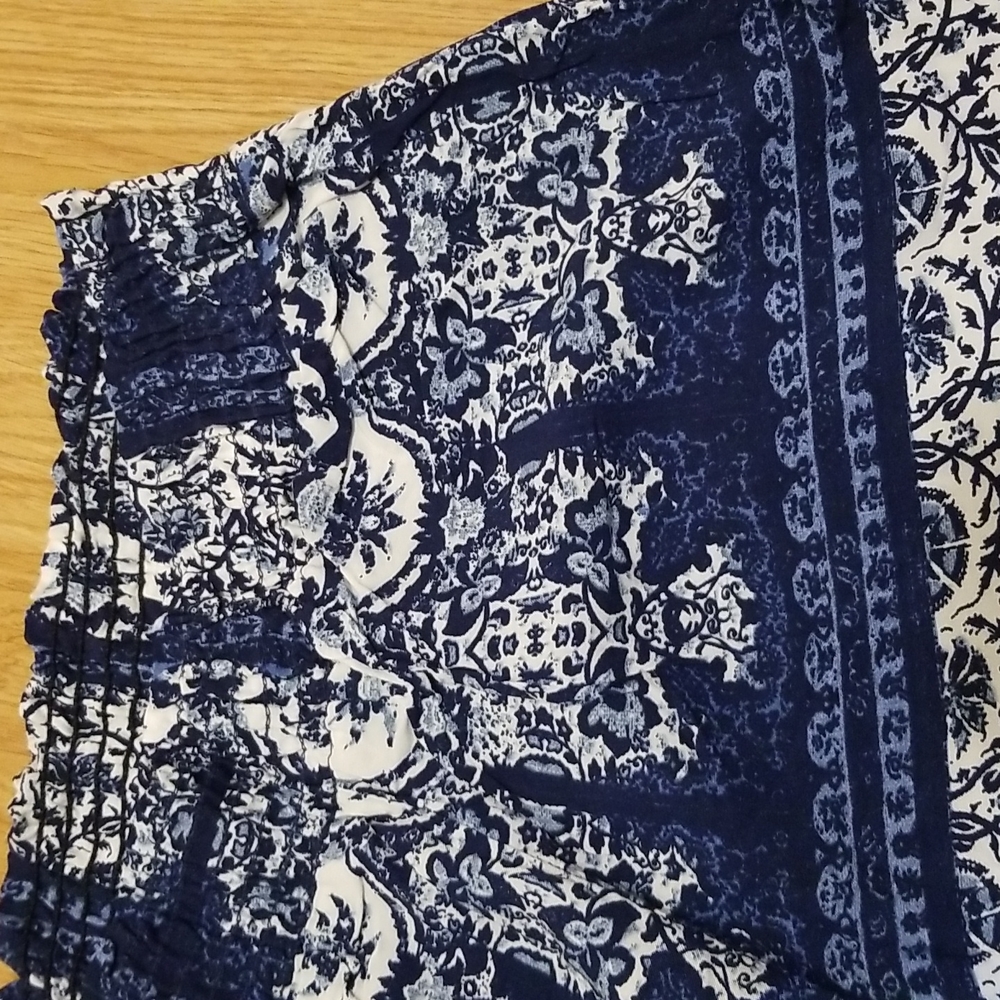 Blue Boho Wide Leg Stretch Waist Pants Size Large - Picture 5 of 5
